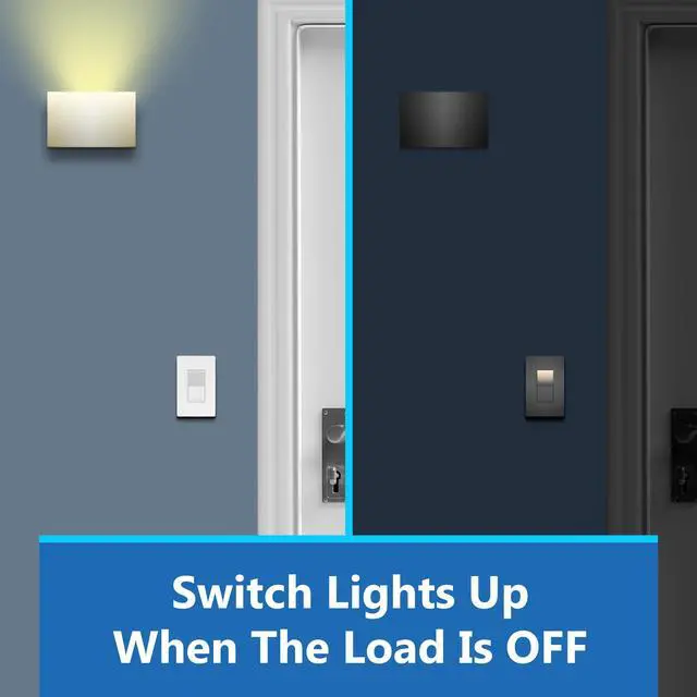 Alt view image 2 of 7 - 15A Decorator Switch with Lighted Paddle, Illuminated Paddle Switch