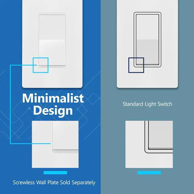Alt view image 4 of 7 - 15A Decorator Switch with Lighted Paddle, Illuminated Paddle Switch