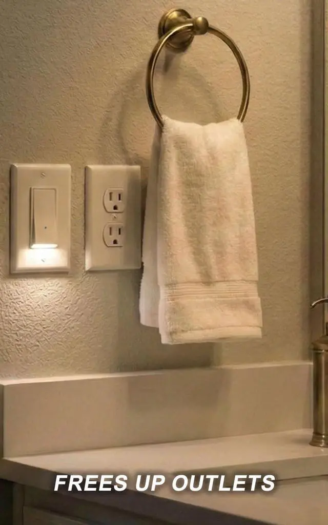 Alt view image 6 of 7 - Illuminated-Light-Switch with Night Light, No Neutral Wire, Single-Pole Decorator Rocker Switch, Dusk to Dawn LED Guide Light for Hallway Bathroom Stairs, 15A 120/277V, White, 4 Pack