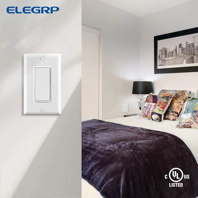 Alt view image 5 of 7 - Glossy White Single Pole Decorator Light Switch, 15Amp, 120-277V, Decorative Paddle Rocker Switch Replacement, On/Off Wall Switch, Self-Grounding, Residential/Commercial Grade, 10 Pack, UL/CUL,
