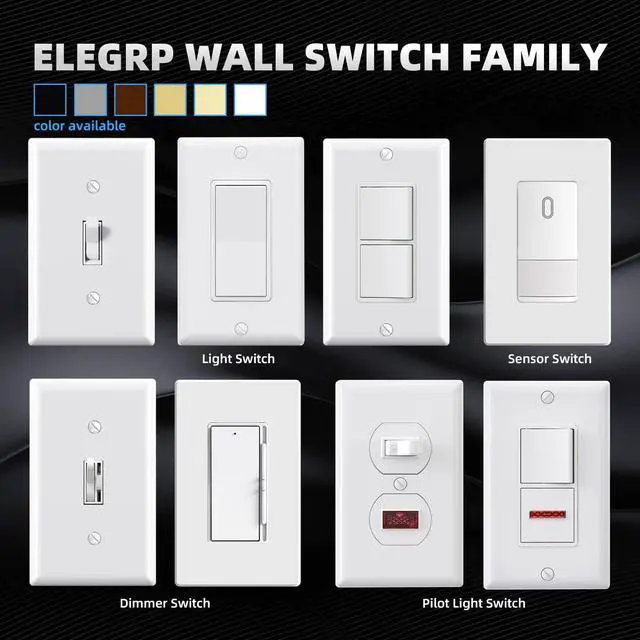 Alt view image 6 of 7 - Single Pole Toggle Light Switch with Plate, 15 Amp, 120 Volt, Quiet Switch, in Wall On/Off, Self-Grounding, Residential and Commercial Grade, UL (5 Pack, Glossy White)