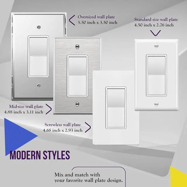 Alt view image 5 of 7 - 15A Momentary Contact Decorator Switch for Garbage Disposals & Garage Doors, Single Pole, 120277VAC, UL Listed, White (YQDS115-M)