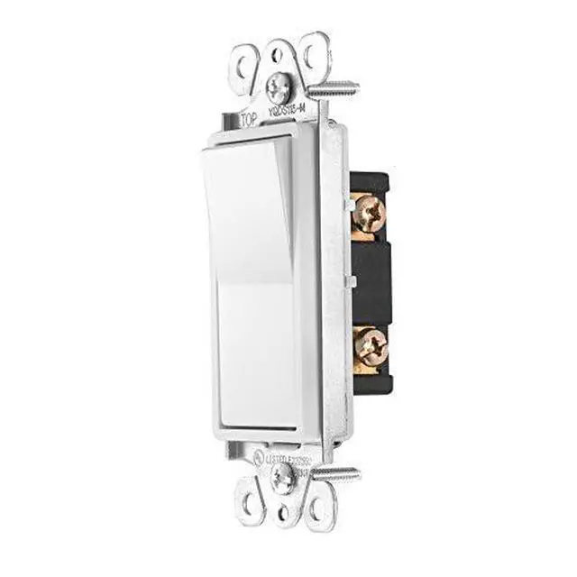 Alt view image 2 of 7 - 15A Momentary Contact Decorator Switch for Garbage Disposals & Garage Doors, Single Pole, 120277VAC, UL Listed, White (YQDS115-M)