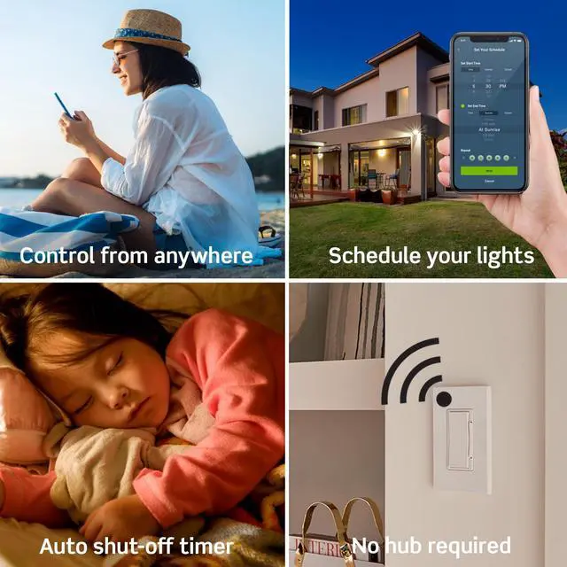 Alt view image 3 of 7 - Decora Smart Switch, Wi-Fi, Works with Matter, Alexa, Google Assistant, Apple Home/Siri & Wired or Wirefree 3-Way, Neutral Wire Required, D315S-1RW, White