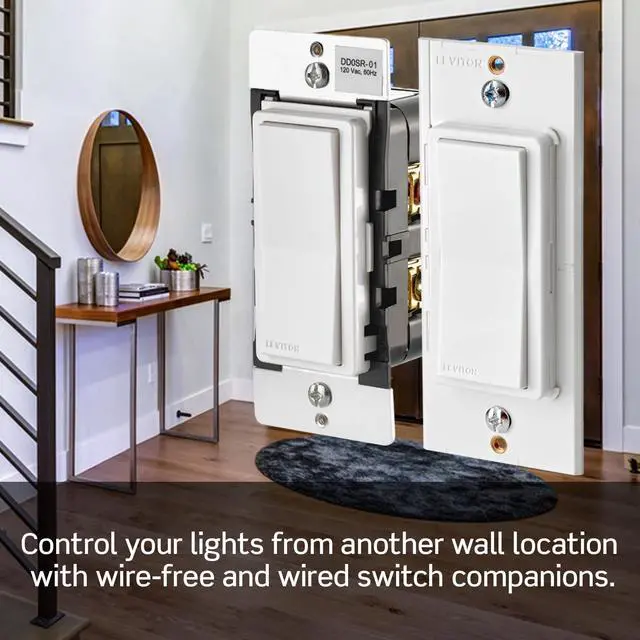 Alt view image 5 of 7 - Decora Smart Switch, Wi-Fi, Works with Matter, Alexa, Google Assistant, Apple Home/Siri & Wired or Wirefree 3-Way, Neutral Wire Required, D315S-1RW, White