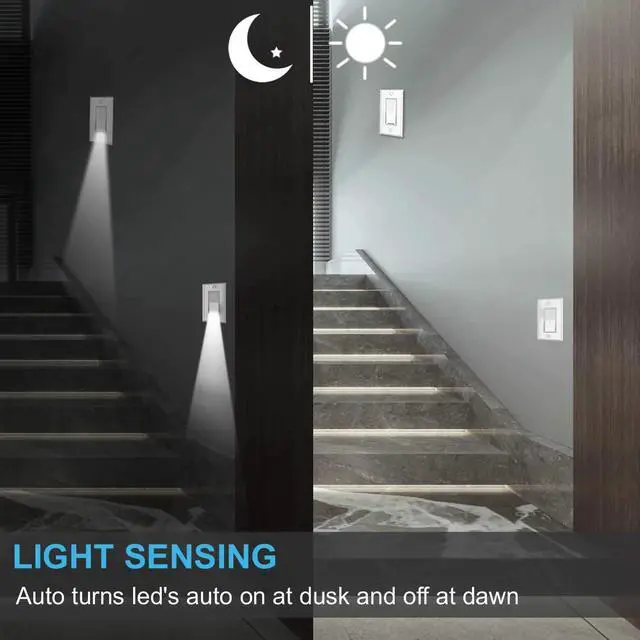 Alt view image 2 of 7 - 4Pack 3 Way Light Switch with LED Night Light 15Amp 120/277Volt,Three Way Wall Switch, Automatic On/Off Sensor, White