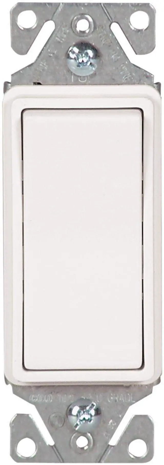 Main image of 7511W 15 Amp 120/277V Heavy-Duty Grade Single-Pole Decorator Lighted Switch with Back & Push Wire Without Wallplate, White