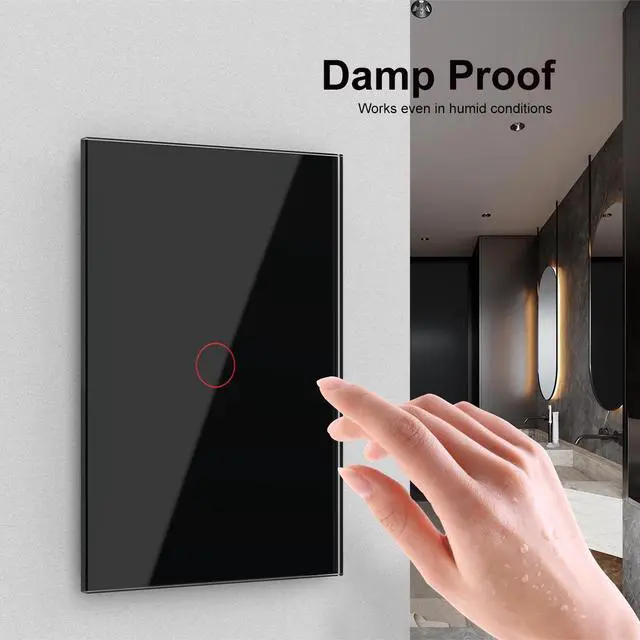 Alt view image 5 of 7 - 1 Circle 1 Way Modern Electrical Light Switch Single Pole Wall Switch Touch Light Switch with Led Indicator,No Neutral Wire,Black