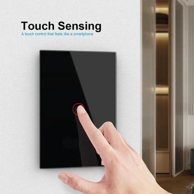 Alt view image 3 of 7 - 1 Circle 1 Way Modern Electrical Light Switch Single Pole Wall Switch Touch Light Switch with Led Indicator,No Neutral Wire,Black