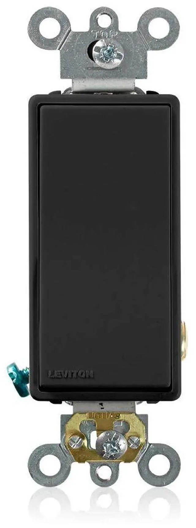 Main image of 20-Amp 120/277-Volt Decora Plus Rocker Single-Pole AC Quiet Switch, 5621-2E, Black