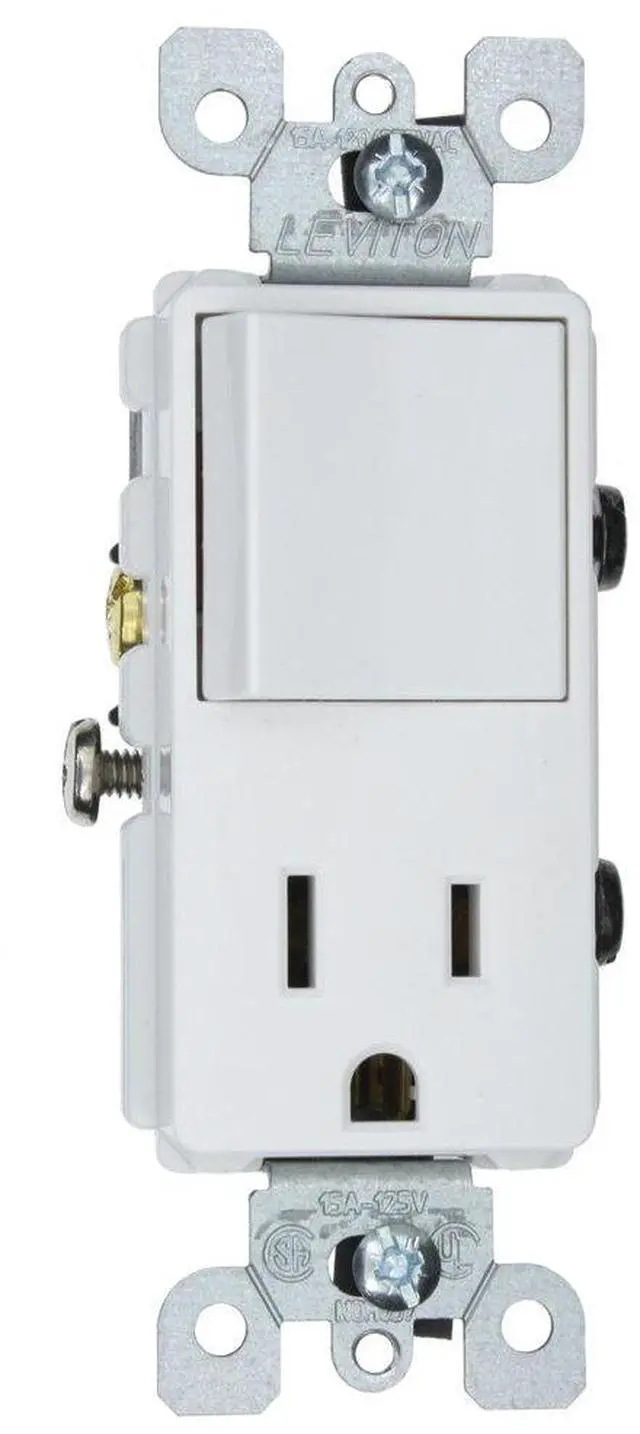 Main image of 15 Amp, 120 Volt, Decora Single-Pole, AC Combination Switch, Commercial Grade, Grounding, 5625-W, White