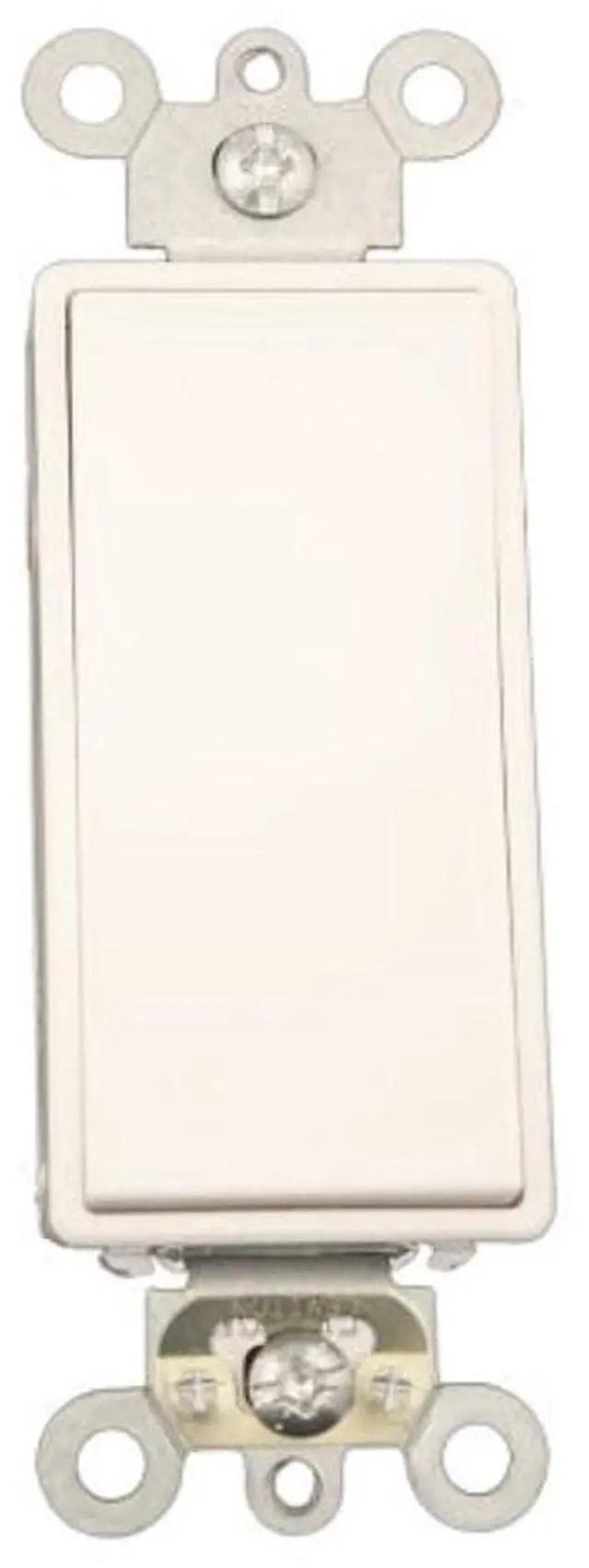 Main image of 15 Amp, 120/277 Volt AC Decora Plus Rocker, Single-Pole, Double Throw, Center OFF, Commercial Grade, Self Grounding, 5657-2W, White