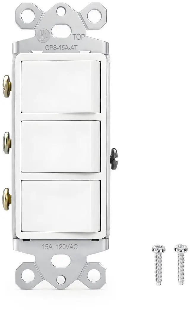 Main image of Triple Rocker Decorator Light Switch 15A 120V UL Certified