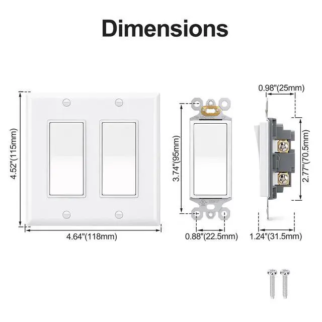 Alt view image 2 of 7 - Single Pole Rocker Combo Decora Light Switch