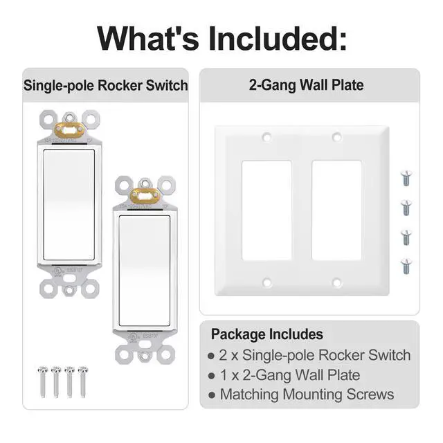 Alt view image 4 of 7 - Single Pole Rocker Combo Decora Light Switch