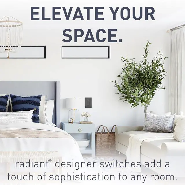 Alt view image 5 of 7 - Legrand Radiant 15 Amp Rocker Wall Switch, Single Pole Modern Decorator Light Switches, Black, Without Wall Plate, TM870BKCC10 (1 Pack)