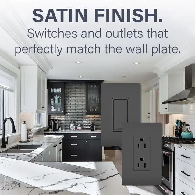 Alt view image 6 of 7 - Legrand Radiant 15 Amp Rocker Wall Switch, Single Pole Modern Decorator Light Switches, Black, Without Wall Plate, TM870BKCC10 (1 Pack)
