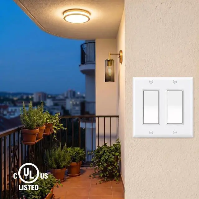 Alt view image 7 of 7 - Single Pole Rocker Combo Decora Light Switch