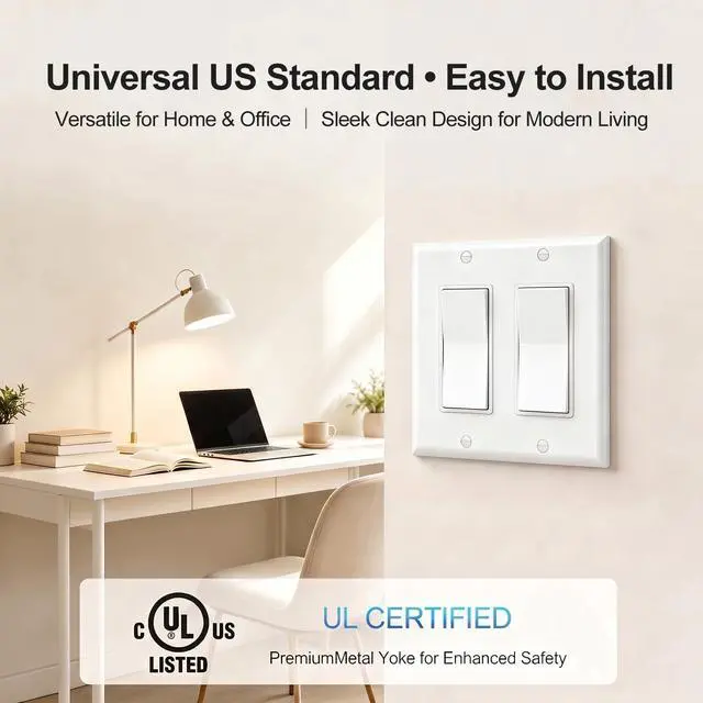 Alt view image 6 of 7 - Single Pole Rocker Combo Decora Light Switch