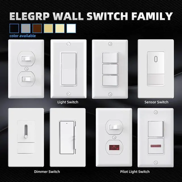 Alt view image 3 of 7 - Decorator Triple Rocker Light Switch, Three Single Pole Electrical Paddle Switch, 15A 120V, in-Wall On/Off Switch, Self-grounding, Wall Plate is Included, UL Listed (1 Pack, Glossy White)