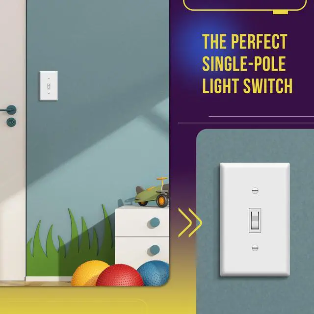 Alt view image 3 of 7 - 10 Pack Toggle Light Switch, Single Pole Wall Switch, White