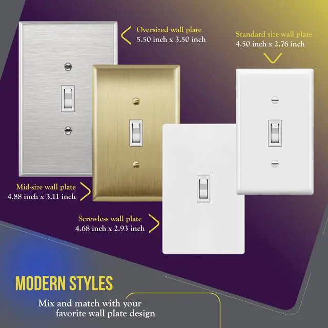 Alt view image 7 of 7 - 10 Pack Toggle Light Switch, Single Pole Wall Switch, White