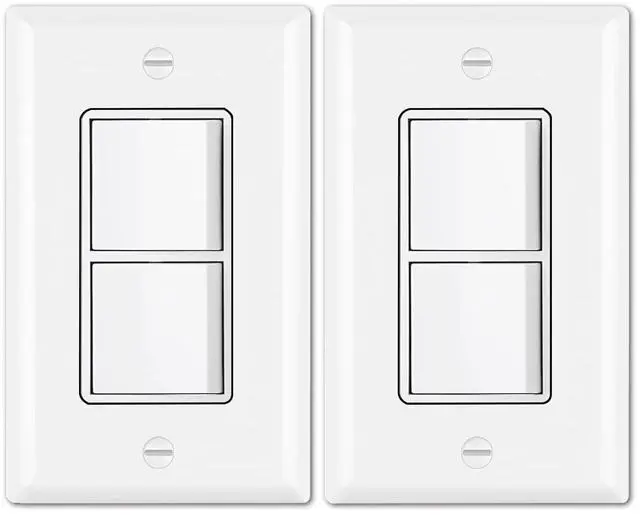 Main image of 2PK Double Rocker Light Switch, Single Pole Combination Interrupter