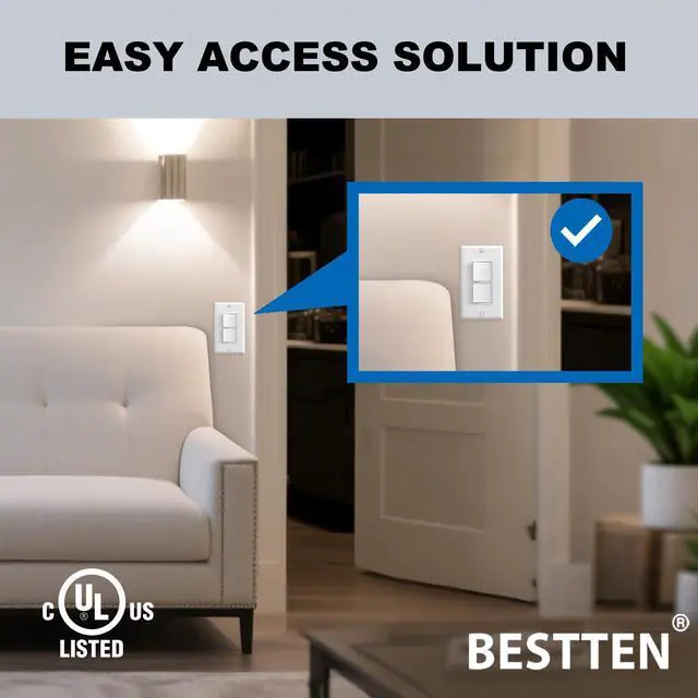 Alt view image 4 of 7 - 2PK Double Rocker Light Switch, Single Pole Combination Interrupter