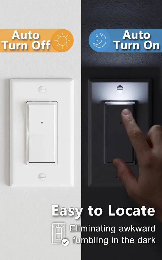 Alt view image 6 of 7 - Illuminated Light Switch, Single Pole, White,15A 120/277V, 2 Pack