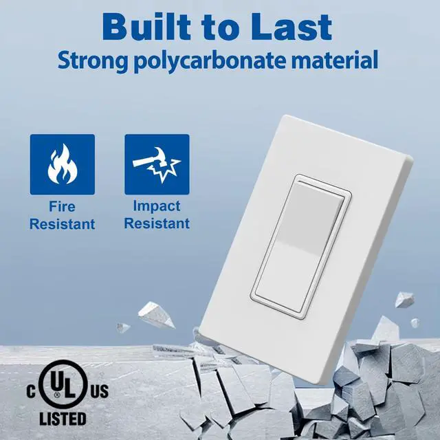 Alt view image 3 of 7 - 3 Way Decorator Light Switch with Screwless Wall Plate, 10 Pack