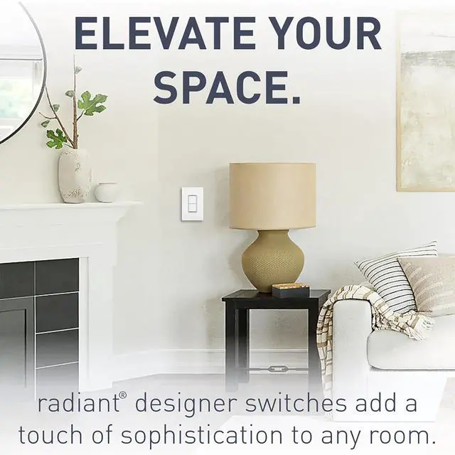Alt view image 4 of 7 - Legrand radiant RCD33WCC6 15 Amp Combination 2-in-1 Decorator Rocker Light Switch, Two 3-Way Switches, White (1 Count)