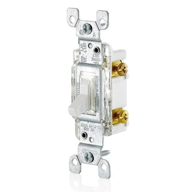 Alt view image 2 of 4 - 15-Amp Toggle LED Illuminated Single-Pole Switch, L1461-2W, White