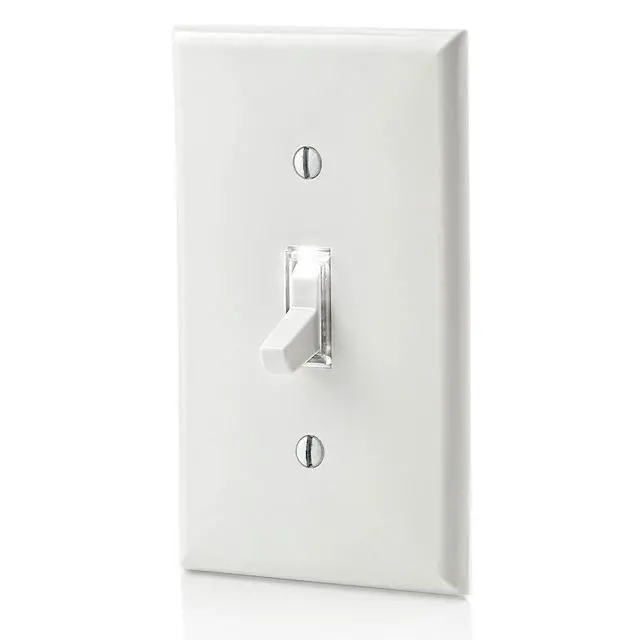 Alt view image 3 of 4 - 15-Amp Toggle LED Illuminated Single-Pole Switch, L1461-2W, White