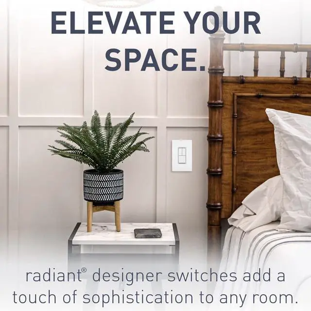 Alt view image 7 of 7 - Legrand Radiant RCD113WCC6 15 Amp Combination 3-in-1 Decorator Rocker Light Switch, Two Single Pole Switches and One 3-Way Switch, White with Screwless Wall Plate (1 Count)
