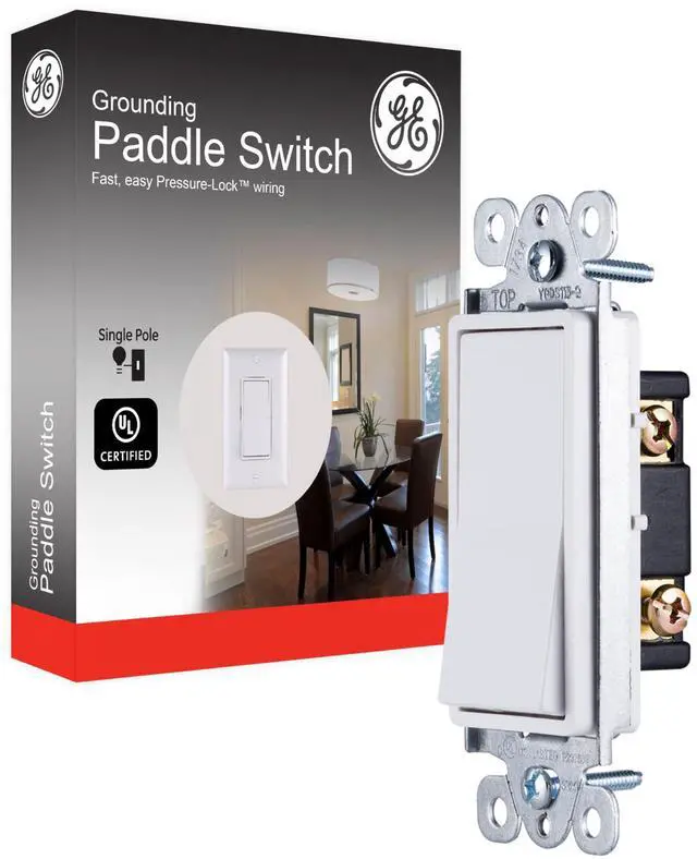 Main image of in-Wall Switch, Single Pole, Paddle Rocker, White, 1 Pack