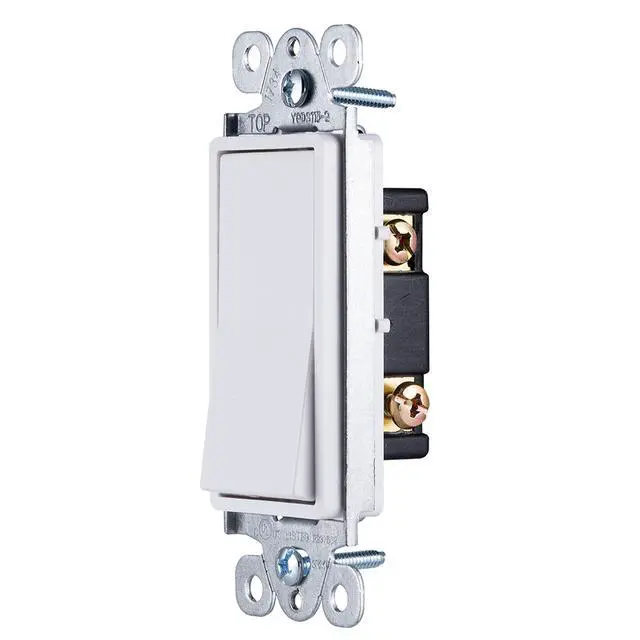 Alt view image 2 of 5 - in-Wall Switch, Single Pole, Paddle Rocker, White, 1 Pack