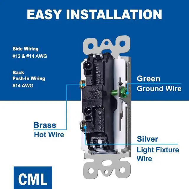 Alt view image 3 of 7 - CML Single Pole Decorator Light Switch, 20 Pack Rocker Paddle Wall Switch, 15A 120/277V, On/Off Interrupter, UL Listed, White