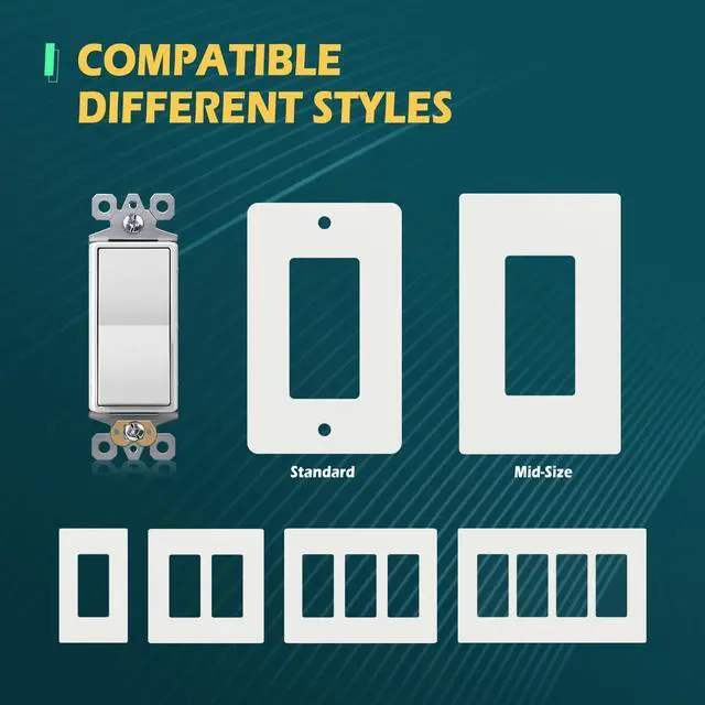 Alt view image 5 of 7 - 10 Pack Single Pole Decorator Light Switch, Decorative Paddle Rocker Switch Replacement, 15A 120/277V On/Off Interrupter, Self-Grounding, Residential/Commercial Grade, ETL Listed