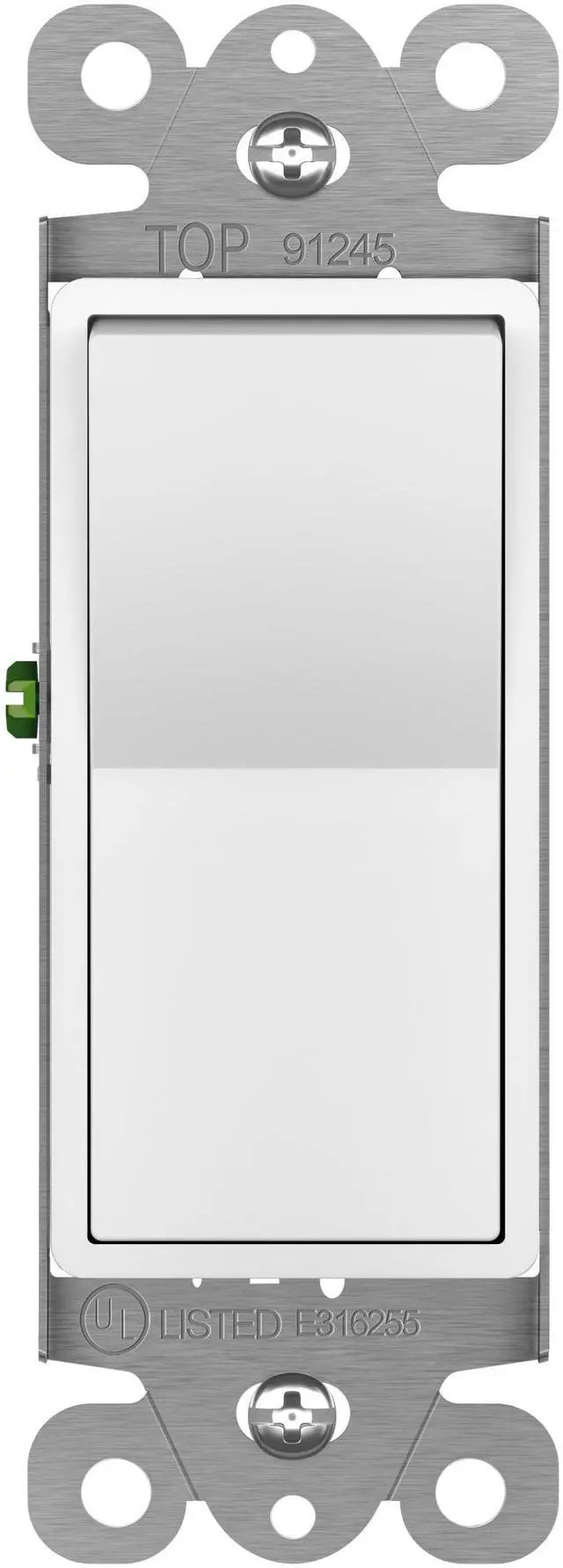 Main image of White Momentary Contact Single Pole Decorator Switch, 15A