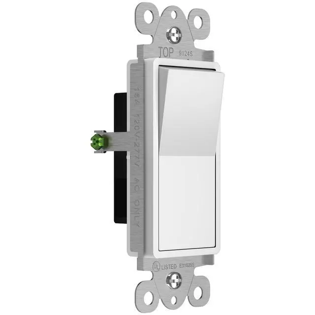 Alt view image 2 of 7 - White Momentary Contact Single Pole Decorator Switch, 15A