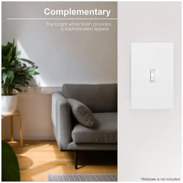 Alt view image 4 of 4 - in-Wall Light Switch, Single Pole, White Toggle, 1 Pack