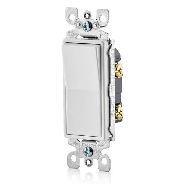 Alt view image 3 of 3 - 15 Amp Decora Antimicrobical Wall Switch Single-Pole, 5601-2AW, White