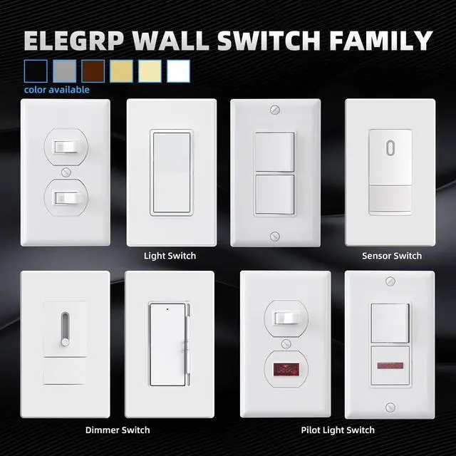 Alt view image 3 of 6 - Matte White Single Pole Decorator Light Switch, 15Amp, 120-277V, Decorative Paddle Rocker Switch Replacement, On/Off Wall Switch, Self-Grounding, Residential/Commercial Grade, UL/CUL (5 Pack)