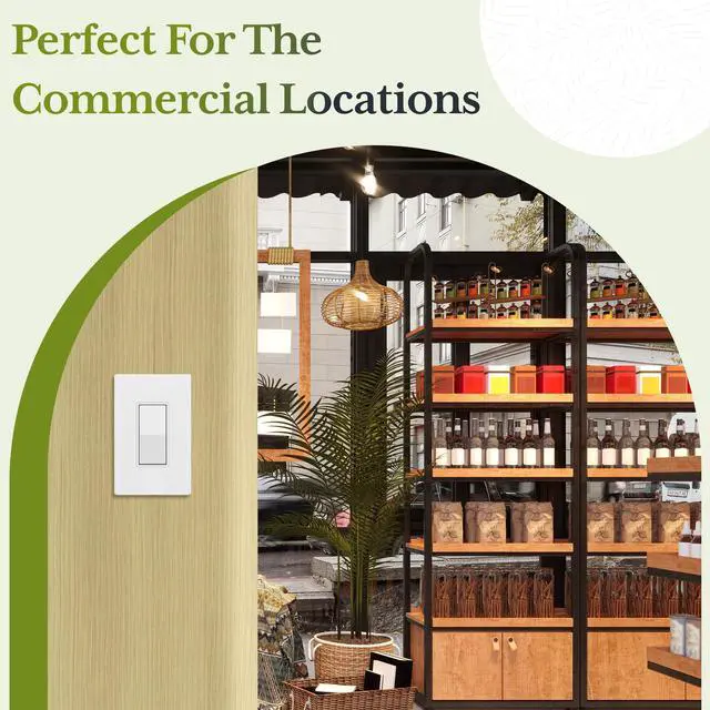 Alt view image 6 of 7 - Matte White Single Pole Decorator Paddle Light Switch, 15A, 10 Pack