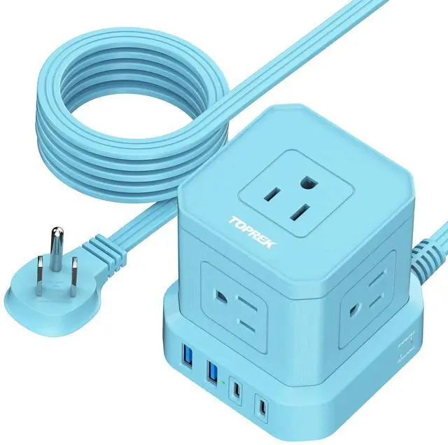 Main image of Surge Protector Power Strip, 10 FT Flat Extension Cord with 5 Outlets, 2 USB-C & 2 USB-A, Power Strip with USB for Living Room, Nightstand, Office, Travel, Desk Charging Station, 700J