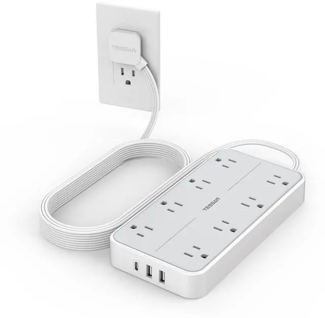 Main image of Power Strip Surge Protector, 10FT Flat Plug Extension Cord