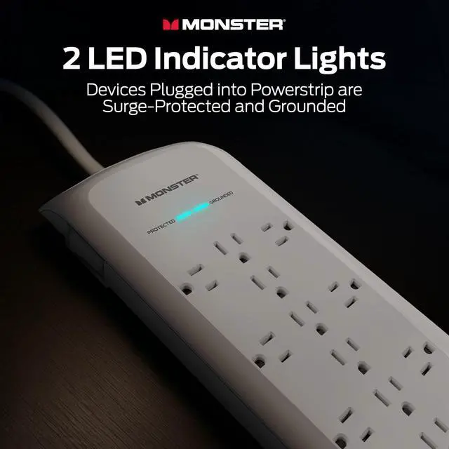 Alt view image 5 of 7 - Power Surge Protector w/ 4050 Joule Rating Heavy Duty 6 FT Surge Protector Power Strip w/ 12 Outlets, 2 USB, 2 Coax, 2 Ethernet Ports Fireproof MOV, Dual Mode, Clean Tech (White)