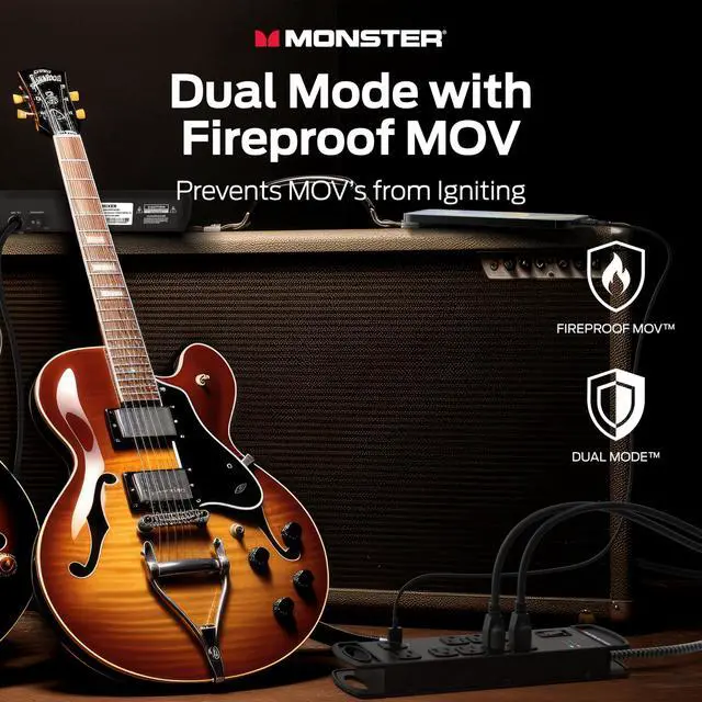 Alt view image 6 of 7 - Pro MI Professional Surge Protector Power Strip with Fireproof MOV Technology for Computers, Amplifiers, Pedal Boards, and Pro Audio Gear