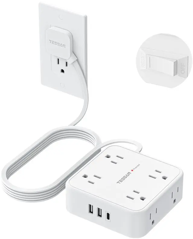 Main image of Surge Protector Power Strip with 900J Surge Protection, 10 Ft, White
