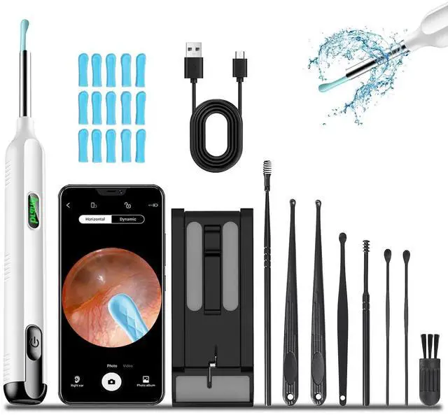 Main image of Ear Wax Removal Tool Camera, Ear Cleaner with Camera, 1200P HD Ear Camera with 6 LED Light, Ear Cleaning Kit with 15 Pcs Replacement Tips for iPhone & Android Phones White
